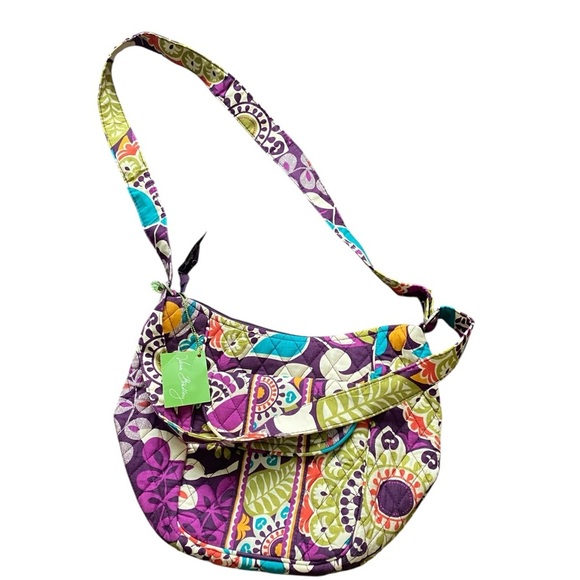 Vera Bradley Clare Crossbody Quilted Cotton plum floral crazy purse - Picture 3 of 13